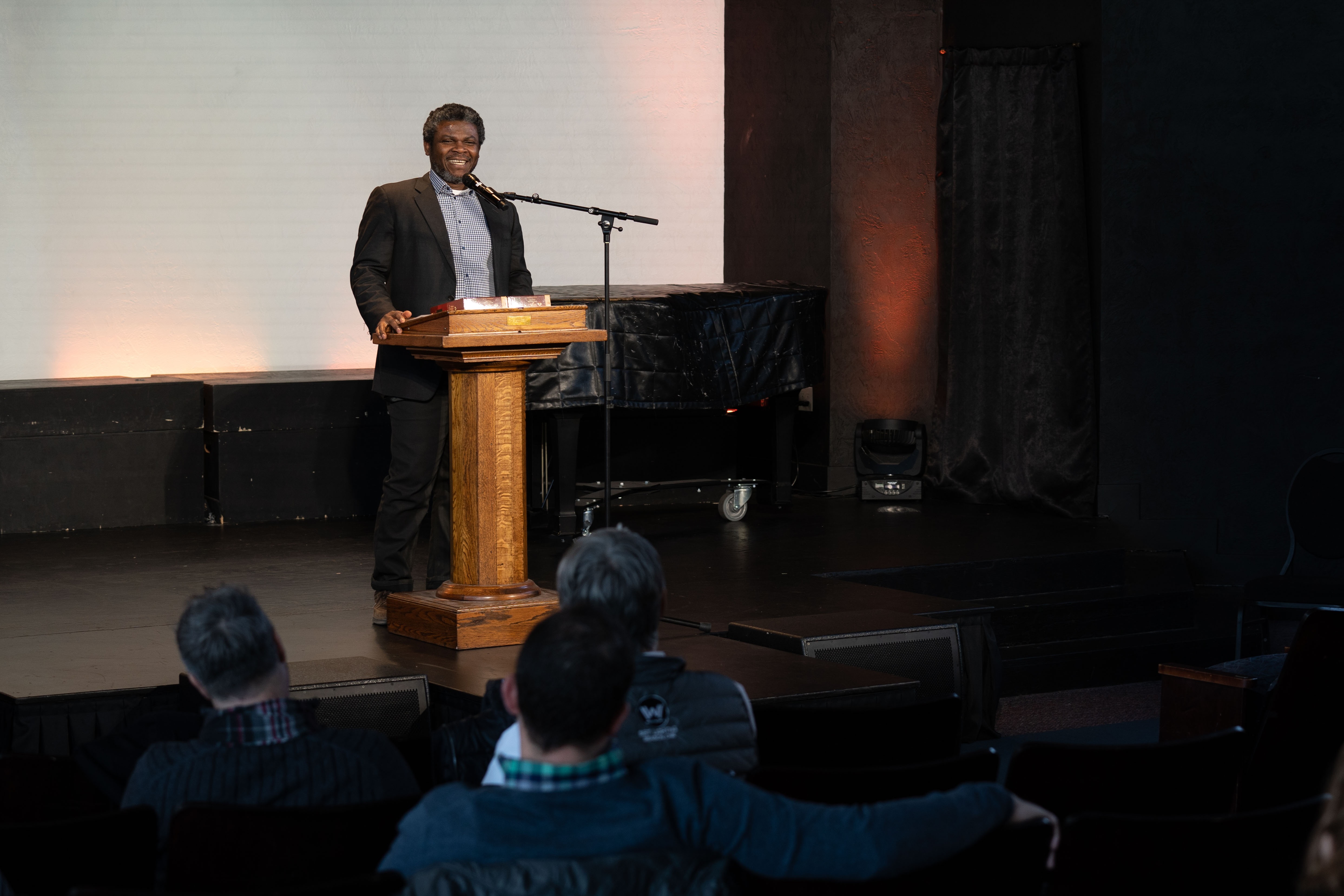 Dr. Agam Iheanyi-Igwe speaks during a Bushnell University campus event.