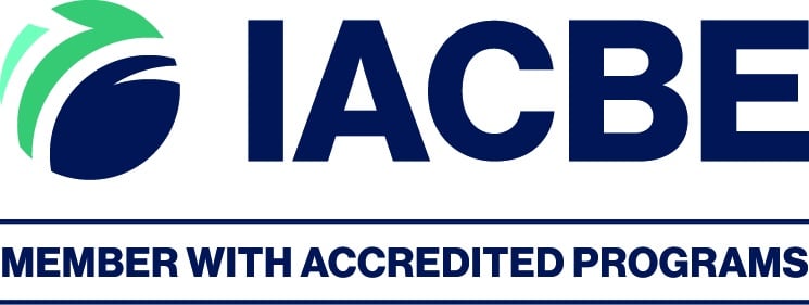 IACBE Member with Accredited Programs logo in blue and green text and graphics