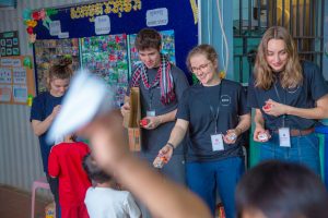 Christian ministry students on mission trip in Cambodia serve children