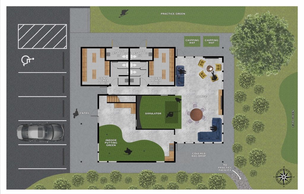 Aerial view of planned golf player development center facility 