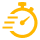 yellow outline of clock face with three overlapping lines indicating speed