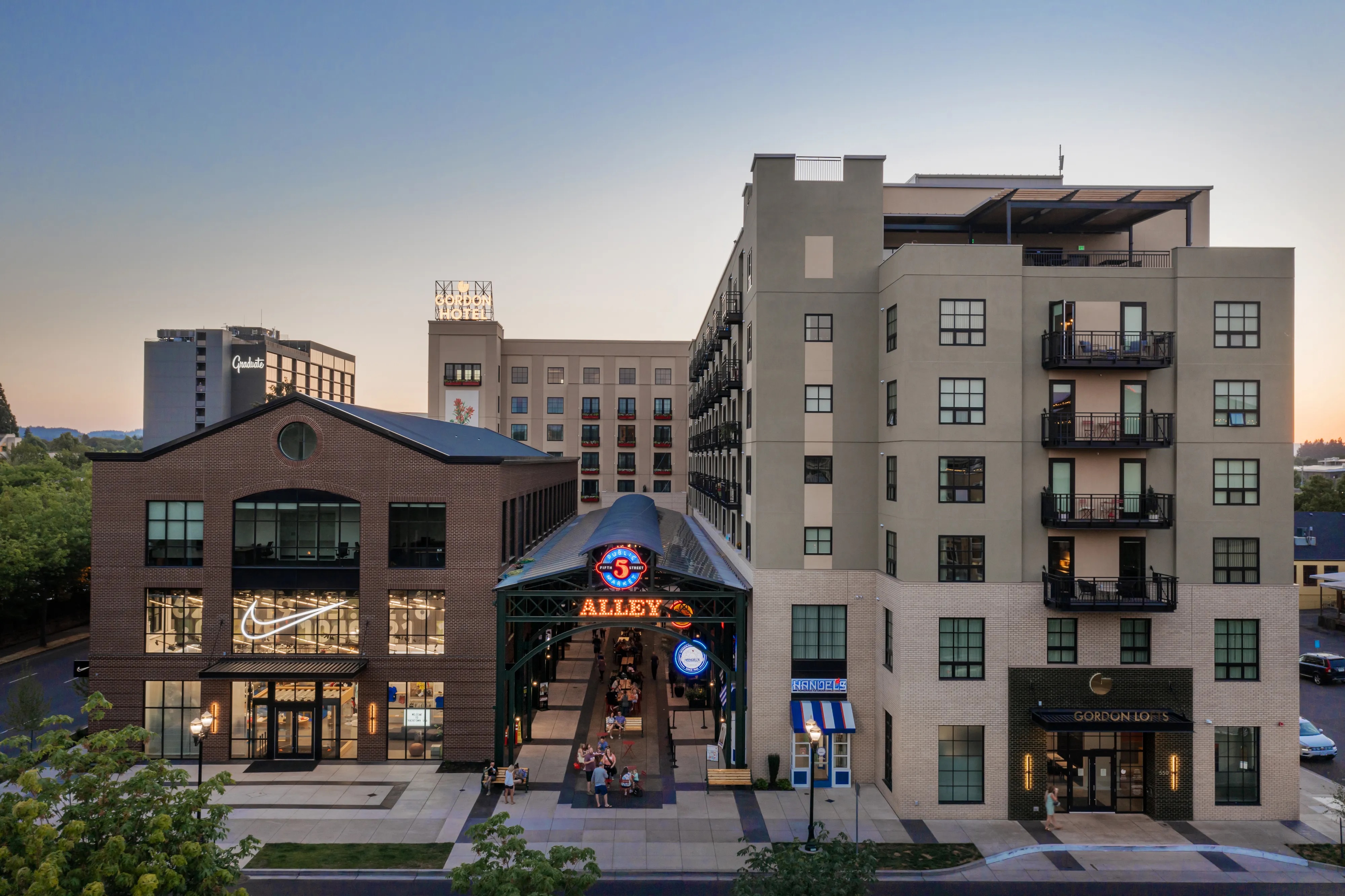 The 5th Street Public Market in downtown Eugene, Oregon.
