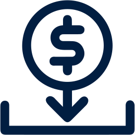 image of a dollar sign inside a circle with an arrow pointing down