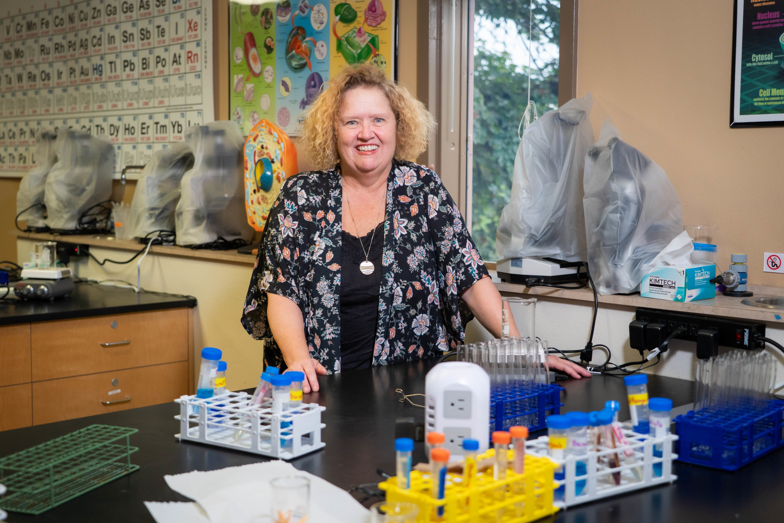 Bushnell University science professor in a campus science laboratory.
