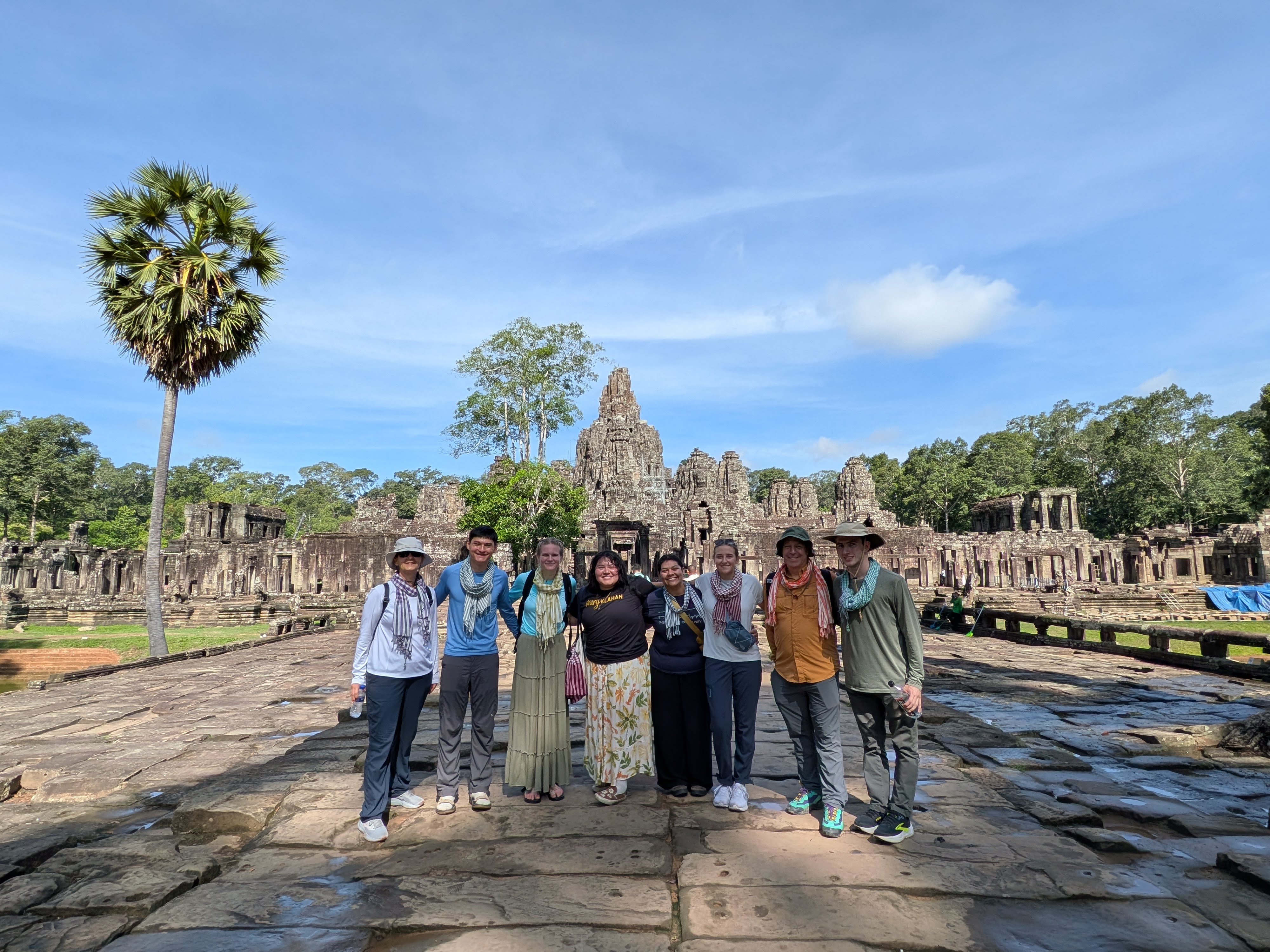 Bushnell University students and faculty visit the ancient temple complex at Angkor Thom during a mission trip in Cambodia.