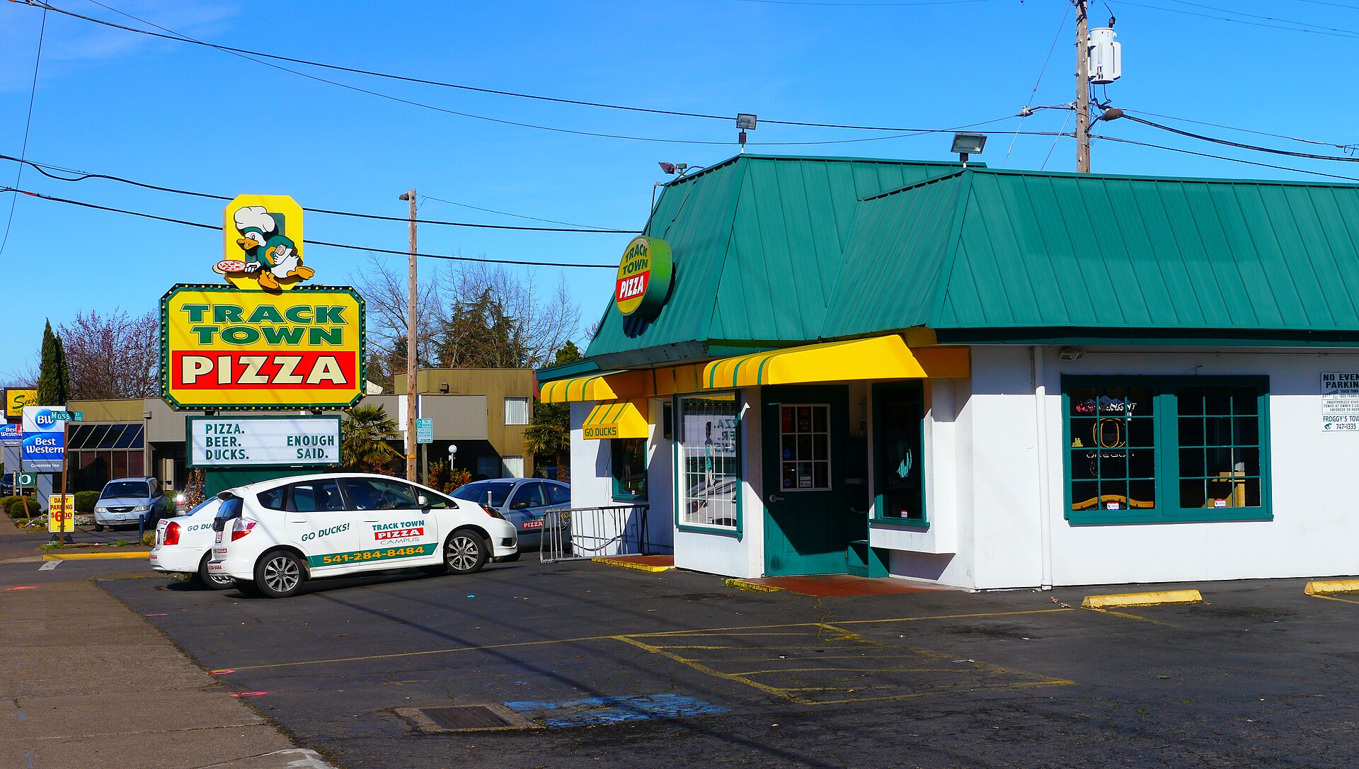Track Town Pizza restaurant near Bushnell University in Eugene, Oregon.