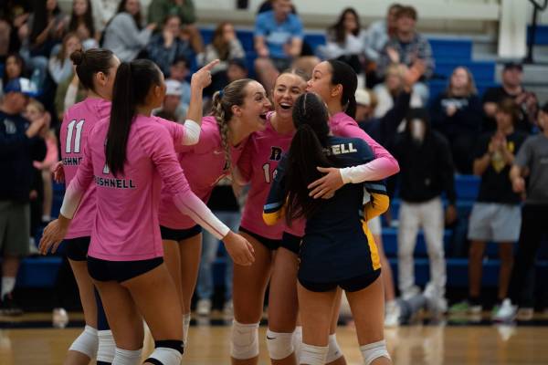 Group of women celebrating at a volleyball match